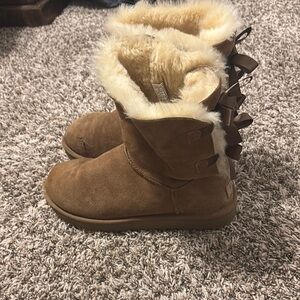 UGG Brown and Cream Suede Boots with Plush Lining